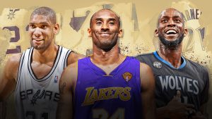 (Left to Right, Tim Duncan, Kobe Bryant, Kevin Garnett), 2020 Hall of Fame Class